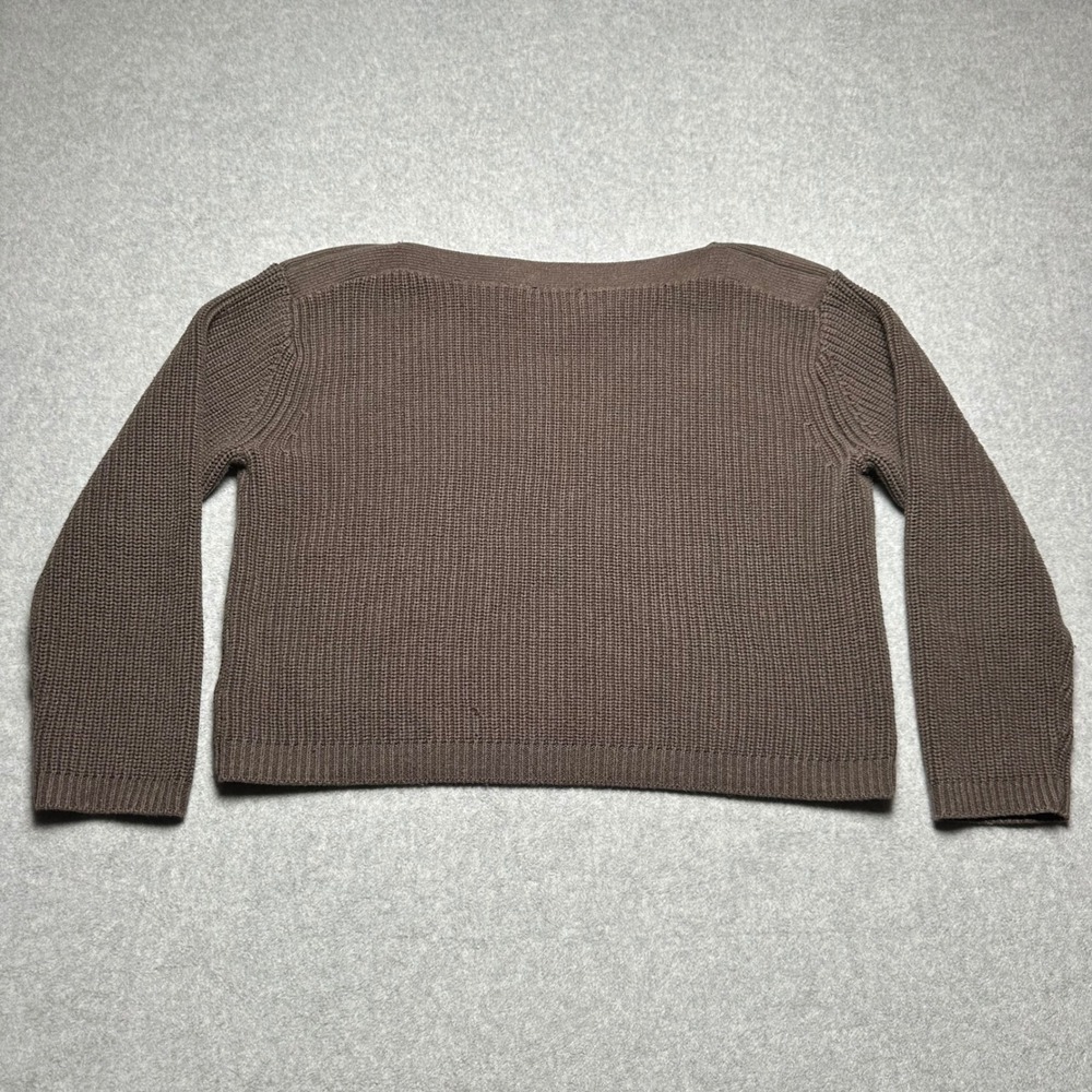 Quince Organic Cotton Fisherman Boatneck Sweater Heather Brown Medium LB10195 - Picture 2 of 9
